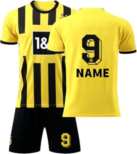 MILEQI Personalisiertes Dortmund BVB Football Trikot Kinder Erwachsene Fussball Trikots & Shorts mit GRATIS Name Nummer Fußball Trikot