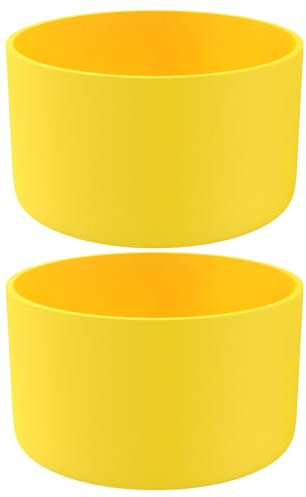 Silicone Bumper Boot for Stanley Quencher H2.0 40 oz 30 oz Tumbler with Handle & Stanley IceFlow 20oz 30oz, Protective Water Bottle Bottom Sleeve Cover, Tumbler Accessories (Yellow)