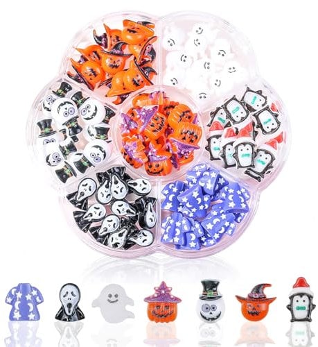 3D Halloween Nail Charms, 77Pcs Cartoon Ghost Skull Nail Art Decorations