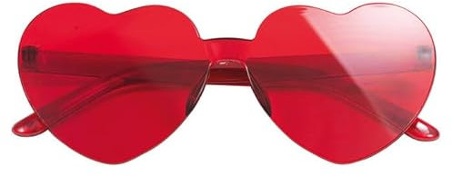 CREATIV DISCOUNT NEU Brille Herz, rahmenlos, rot, Herzbrille