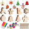 Wooden Christmas Ornaments Decorations, 58Pcs Unfinished Wood Hanging Ornaments Crafts Christmas Tree Decorations for DIY Xmas Craft Baubles Gift Tag