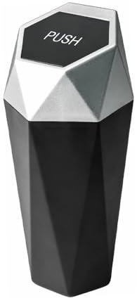 Flaconi Papelera Coche,Basura Coche,Accesorios para Coche,Portátil Caja de Almacenamiento para Coche,Mini Cubo de Basura del Vehículo,Cubo de Basura a Prueba de Fugas para Automóviles,SUVs,RV (Plata)
