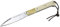 MIGUEL NIETO Navaja Cabritera 209-W, con hoja en acero inox. Böhler N690co de 9 cm. y empuñadura en Mikarta Hueso pulida, con forros de acero inox. y separadores de fibra color negro, hueco con cordón