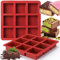VICDUEKG Schokoladenform Silikon Tief, 2 Stück Dubai Schokolade Form Silikonform Extra Tief Schokoladentafel Form 9 Mulden Mini Brownie Backform für Schokolade Praline Cornbrot Käsekuchen (Ziegelrot)
