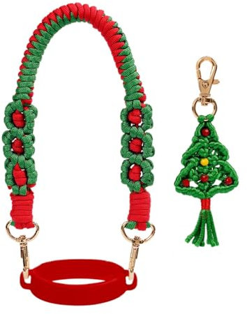 Vriusi Water Bottle Handle Strap, Christmas Hand-knitted Water Cup, Water Bottle Holder With Strap and Christmas Tree Pendant, Christmas Water Bottle Lanyard, Water Bottle Accessories