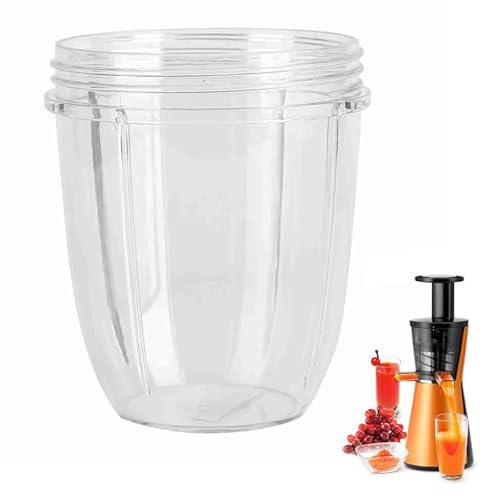 Vasos de Repuesto para Batidora Exprimidora, Vasos de Licuadora de 18/24 oz, Piezas de Repuesto de Taza Transparente para Exprimidor con Tapa Tarro Reemplazo Taza para Extractor 900 W (18 onzas)