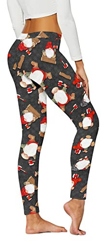 Winterleggins Damen Lang Thermo Sport Christmas Hose Große Größen Kuschelig Sportleggins Weihnachtsmotiv Elegant Radlerhosen Weihnachtsstrumpfhose Lang Baumwolle Weihnachten Pants Strumpfhose