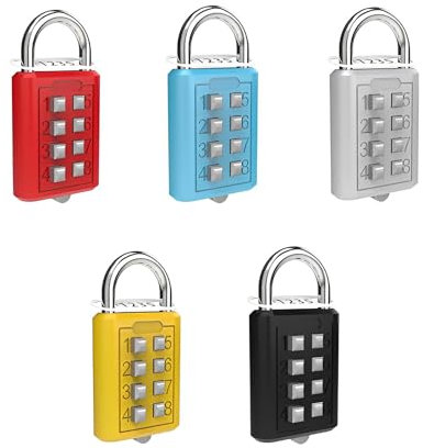 Eiflayn Candado de Combinación,5 Piezas Candado Combinacion Taquilla de 4 Dígitos,Cerraduras para Candado Numerico,Candado Cerradura Pequeña Código Combinación,Adecuado para Escuelas,Trasteros