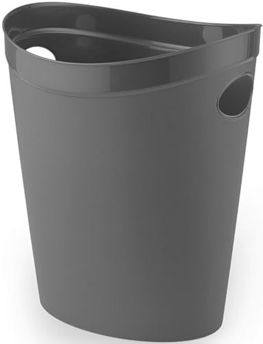 AMK® Addis Plastic Waste Bin Charcoal 12L Capacity 34cm Tall for Home or Office With Handles Suitable for Storage