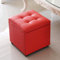 Ottoman Hocker mit rutschfester Matte und PU-Leder-Fußhocker, quadratisch, Rot