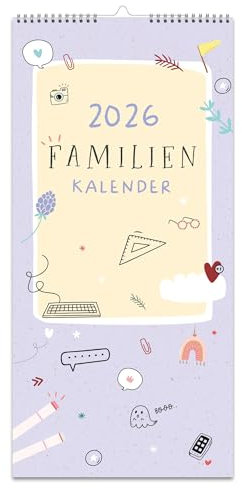 Mein Familien-Kalender 2026: Aufschreiben, abhaken, glücklich sein!: Praktischer Wandkalender 2026 mit 6 Terminspalten für Familienorganisation & Überblick im Alltag - 23,3 x 49,4 cm