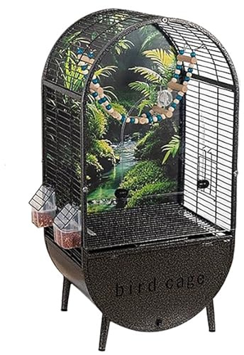 ZXTRYBHD Großer Papageienkäfig, Vogelkäfig mit Interaktiver Vordertür, 6 Universalräder, Vogelvoliere für Wellensittiche, Unzertrennliche und Kleine Vögel(Black)