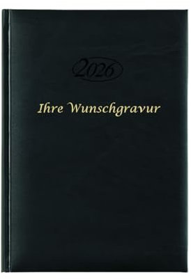 Buchkalender 2026 mit Gravur / Chefkalender / Farbe: schwarz