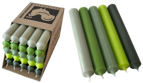 Kerzenfarm Hahn Stabkerzen Bunt - Kerzenset 25 Stück - Premium Qualität Made in Germany - 22mm Durchmesser, 18cm Länge bunte Kerzen durchgefärbt - Stabkerzen pastellfarben - Tafelkerzen Set 2