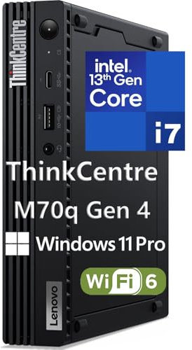 Lenovo ThinkCentre M70q Gen 4 MFF 1L Tiny PC Business Mini Desktop Computer, 32GB DDR5 RAM, 1TB PCIe SSD, 13th Gen Intel 16-Core i7-13700T, WiFi 6, RJ45, HDMI, DisplayPort, Windows 11 Pro, Befec-Toy