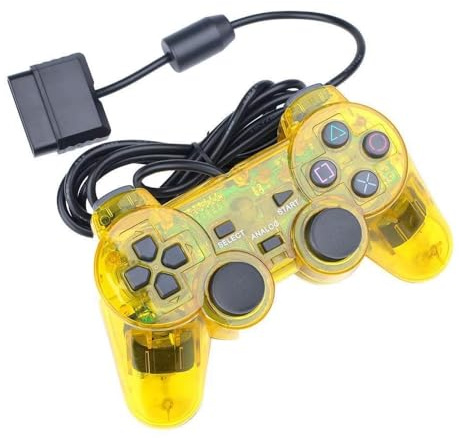 DARLINGTON & Sohns Controller Gelb Transparent passend für Playsation 2 PS2 PSX PSOne PS1 Playstation 1 Controller Analog Gamepad Joystick Joypad PS 2 Durchsichtig