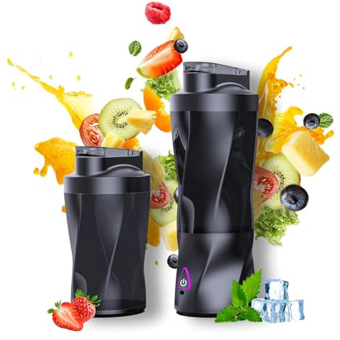 Mini Blender Portable Smoothie, Mixer Personnel Sans Fil 700ml, Rechargeable Avec USB, BPA Gratuit, Mini Mélangeur De Voyage for Shakes & Smoothies (Noir)