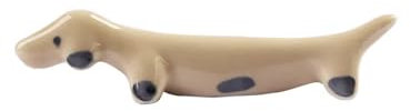 BoBoBn 4 stücke Keramik Essstäbchenhalter Dekor Set Tisch Stäbchen Rest Rack Abendessen Mahlzeiten Löffel Gabel Geschirr Ständer Hirsch Hund Design Halter(4 Pcs Cream Dog)