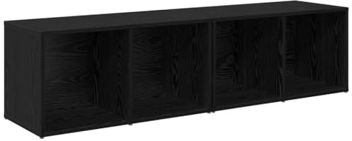 vidaXL TV Cabinet Set Black Oak Engineered Wood, Living Room Storage, Modular Furniture, Innovative Tv Cabinet, Rectangular Entertainment Console, Functional Shelving, Home Decor