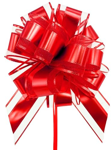 sxvblly 6 Stück Große Zugbänder 15 cm Rote Schleifen für Geschenkverpackung Hochzeit Körbchen Deko Geburtstagsparty Valentinstag-Geschenkdekoration