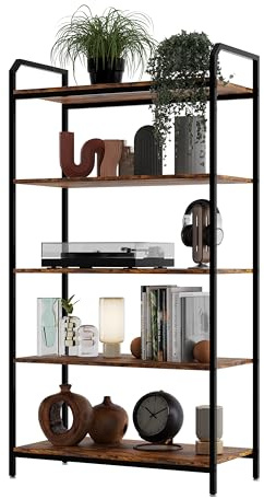 Lenmar, Regal, BS 5 80 Bücherregal, Standregal, Aufbewahrungsregal mit 5 Ebenen, Industriedesign, für Wohnzimmer, Büro, Arbeitszimmer und Flur, Stahlrahmen, 152 x 80 x 30 cm (152 x 80 x 30 cm)
