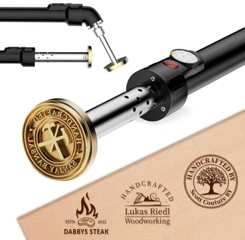 Personalisiertes Elektrisch Brennstempel FüR Holz, 200–500°C, einstellbar | Messingplatte für scharfe Abdrucke, Keramikheizung mit Überhitzungsschutz, isolierter Kühlgriff