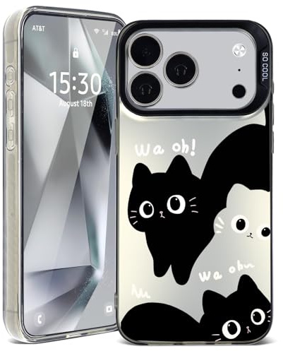 HAONANDE für iPhone 17 Pro Max Silikon Handyhülle mit Niedliches Katze Astronaut Planet Stilvoll Design Muster, Mädchen Schutzhülle Case Ultra Dünn rutschfest Stoßfeste Cover Schwarze Katze