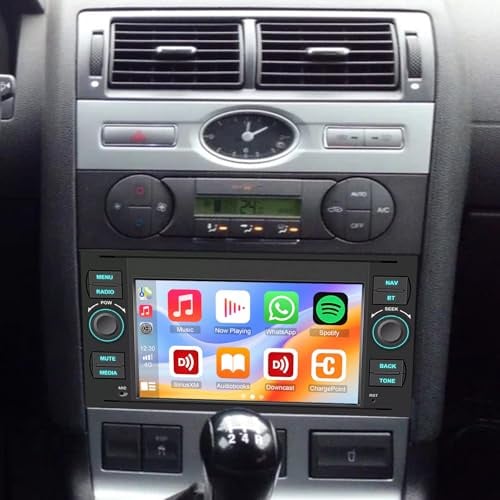 2+64G Android 15 2 DIN Autoradio Für Ford Mondeo 2003 2004 2005 2006 mit Carplay Android Auto Doppel Din Radio 7 Zoll Touchscreen mit GPS Navi WiFi Bluetooth RDS FM Radio SWC Mikrofon Rückfahrkamera