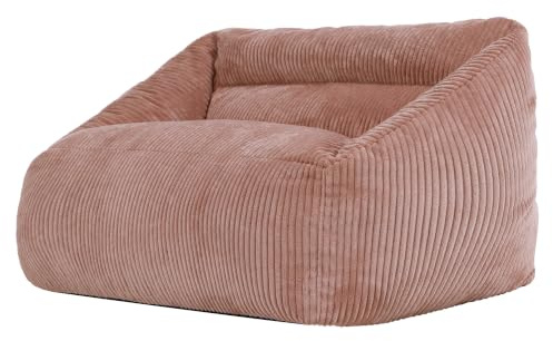 Icon Cecilia Cord Sitzsack Kinder Sofa mit Füllung, Rosa | In Deutschland Hergestellt, Sitzsack Sofa, Weicher Cordstoff, Kinder Sessel für Kinderzimmer und Schlafzimmer