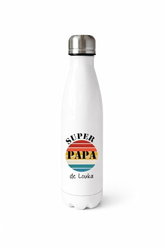 Générique Gourde Personnalisée Super Papa 750 ml – Bouteille en Acier Inoxydable avec Prénom – Fête des Pères – Idée Cadeau Originale