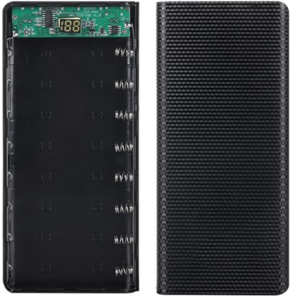 Scatola Power Bank fai da te per 8 batterie 18650 – Scatola batteria con display digitale LCD (nero)