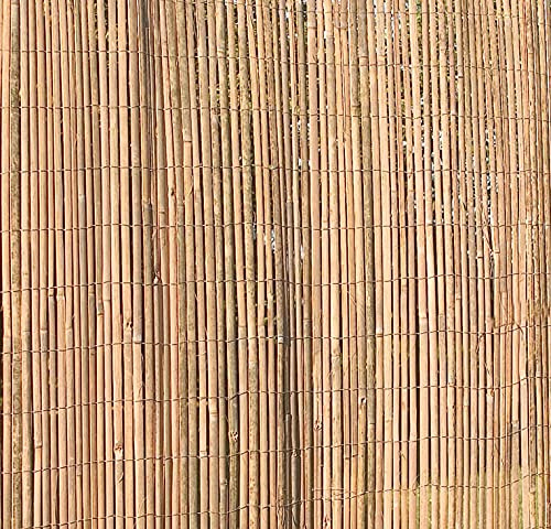 RUDDINGS WOOD Slatted Bamboo Screening (5m Wide x 2m High) - Natural Garden Fence Privacy Roll Panel