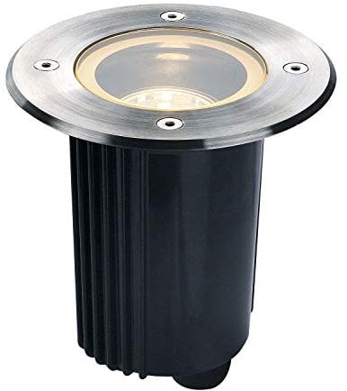 SLV DASAR 115 Outdoor Bodeneinbaustrahler, Einbauleuchte aussen, Außenleuchte, Bodenstrahler, Bodenleuchte GU10, IP67, rund, edelstahl 316, max. 35W