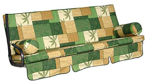 Angerer Freizeitmöbel GmbH Hollywoodschaukel Auflage Trend - passend für viele 3-Sitzer Hollywoodschaukeln - Schaukelauflage Made in Germany (Grün-Beige Gemustert)