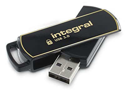 Integral 64GB Secure360 256-Bit Software Encrypted 3.0 USB Secure Flash Memory Drive - Working & Encrypted Dual Partition, Intelligent Password Attack Protection & 360 degree rotating casing