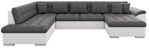 Mirjan24 Eckcouch Ecksofa Niko Bis, Design Sofa Couch mit Schlaffunktion und Bettkasten U-Sofa Farbauswahl Wohnlandschaft vom Hersteller (Ecksofa Rechts, Soft 017 + Lux 06)