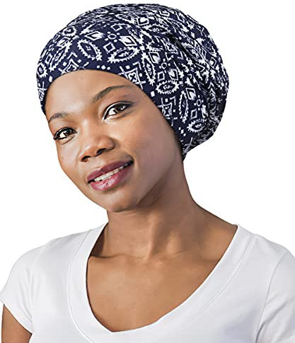 FocusCare Slap Cap, Satin gefüttert Bamboo Outer Sleep Black Women Frizzy Hair Black Rose