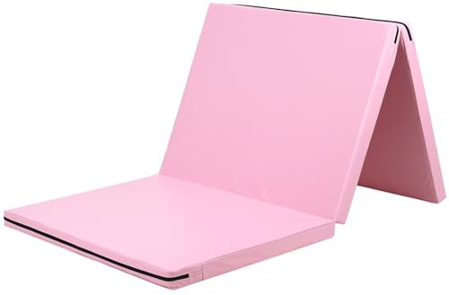 KaRaDaStyle Gymnastikmatte, 3-fach faltbar, Stretchmatten, 180,3 x 78,7 x 5,1 cm, für Muskeltraining, Kinder, Spielen, horizontale Stangenmatte, Yoga, Sport, schalldicht, Heimgebrauch (Rosa/3-fach)