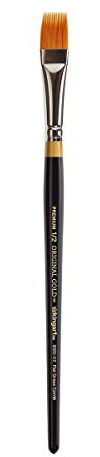 KINGART Paint Brush, Synthetic Golden Taklon Hair, Hardwood, Brass, Black,Gold,Silver, 1/2