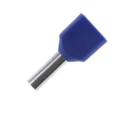 Lumonic 100 x 2,5mm² TWIN Aderendhülsen isoliert blau I Die Länge der Zwillingsaderendhülse für 2 Leitungen beträgt 8mm I Verzinnt zum Schutz gegen Korrosion