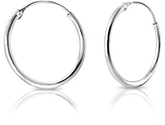 DTPsilver® 925 Sterling Silber Creolen Ohrringe - Klein/Mittelgroße/Groß - Dicke 1.2 mm - Durchmesser: 25 mm