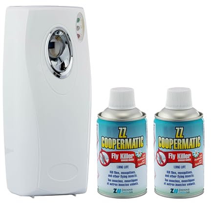 Coopermatic - Lot de diffuseur automatique à piles avec 2 aérosols Fly Killer