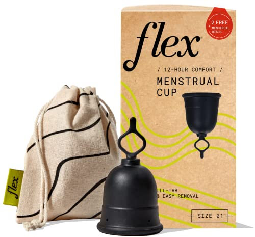 Flex - Coppa Starter Kit (Taglia 01) | Coppetta mestruale riutilizzabile + 2 dischi mestruali gratuiti | Linguetta per una facile rimozione | Alternativa tampone + tampone