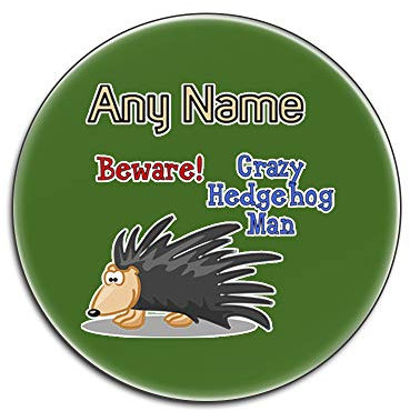 UNIGIFT – Crazy Igel Man Glänzende Untersetzer (Animal Slogan Design, weiß) jeder Name, einzigartig, Tier-Spieß, Tier-Motiv, Tier-Motiv, einzigartig, – Zoo dumm, niedlich, witzig, grün, Rund