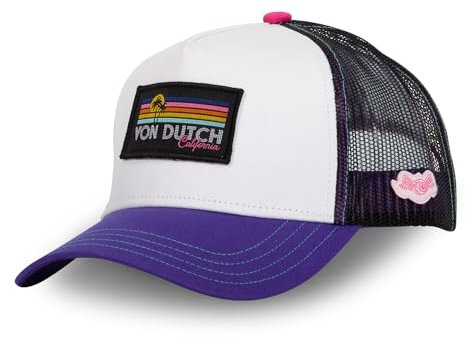 Von Dutch Kappe für Damen & Herren, Surf, Trucker-Kappe, verstellbar, mit Snapback, Violett, Weiß, Rosa, Größe TU, weiß, Einheitsgröße