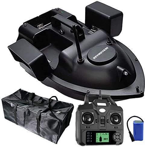 HENGGE RC Bait Boat, Remote Control Fishing Boat, GPS Positioning Remote Control 500M Bait Boat with LED Night Light,Black,GPS 12000MAH
