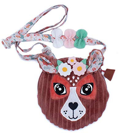 Les Déglingos Handtasche für kleine Mädchen (élimelos la Biiche) – Kindertasche Baby – Schultertasche Blumen – Rosa – Geschenke für Kinder – Füllung aus Recycling 0