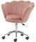 Baroni Home Gepolsterter Sessel mit Rückenlehne aus Samt mit silbernen Rädern, Stuhl mit Rollen für Büro, Höhe verstellbar, Pouderrosa, 69x71x84 cm