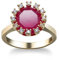 Aotiwe Verlobungsring Frauen, Retro Schmuck Damen Runden Vergoldet mit Rot Runden Zirkonia Größe 60 (19.1)