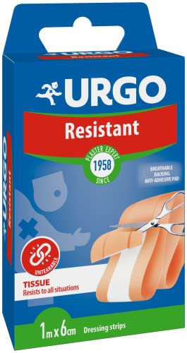 Urgo - RESISTENTES PFLASTER - Pflaster zum Zuschneiden zum Schutz oberflächlicher Wunden - 1m x 6cm